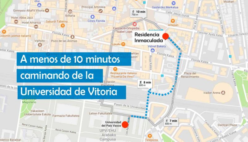Plano de localización de la residencia universitaria de Vitoria Inmaculada